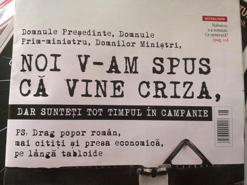 noi v-am spus ca vine criza