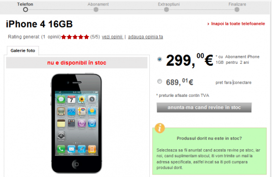 iphone 4 nu este disponibil in stoc magazinul online