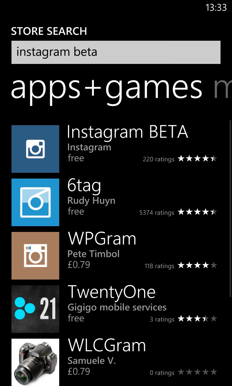 Instagram BETA pe Windows Phone