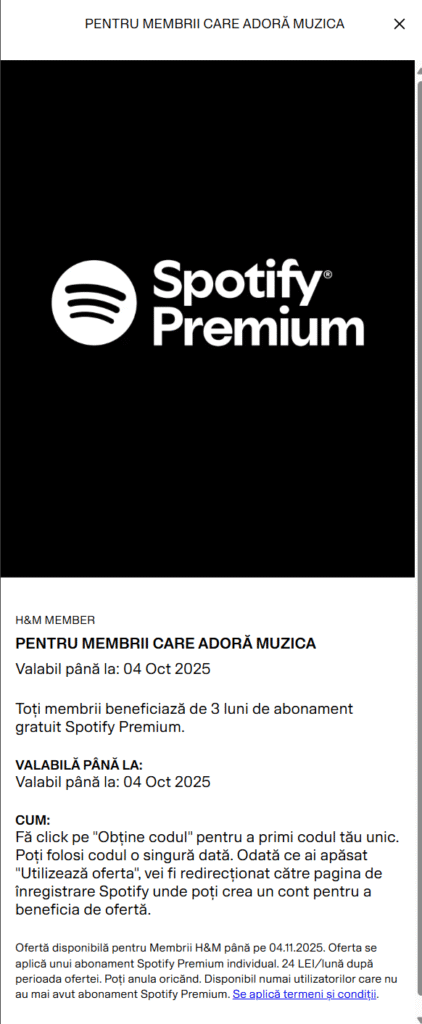 Cum activezi 3 luni de Spotify Premium folosind cardul de membru H&M 2 spotify